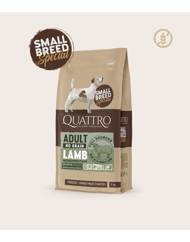 QUATTRO Small Beed Adult su ėriena, 7 kg. 