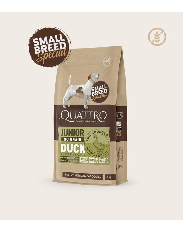 Quattro Small breed Junior  begrūdis pašaras su antiena 1,5 kg