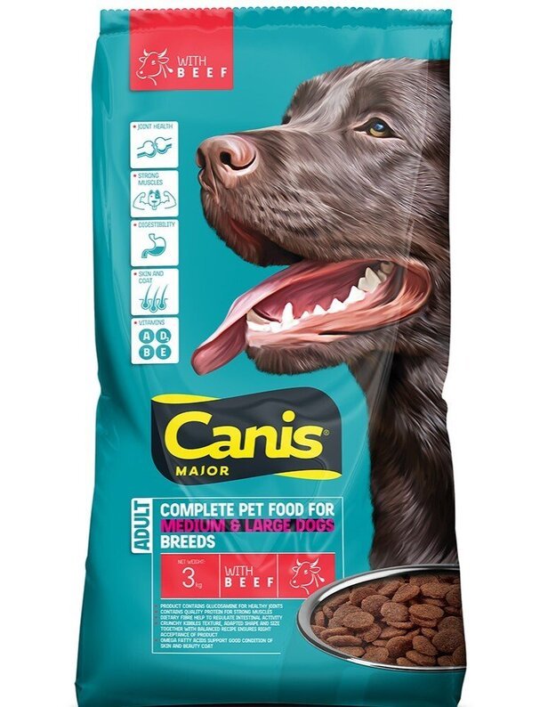 CANIS Major sausas pašaras šunims su jautiena, 3 kg – KGShop.eu