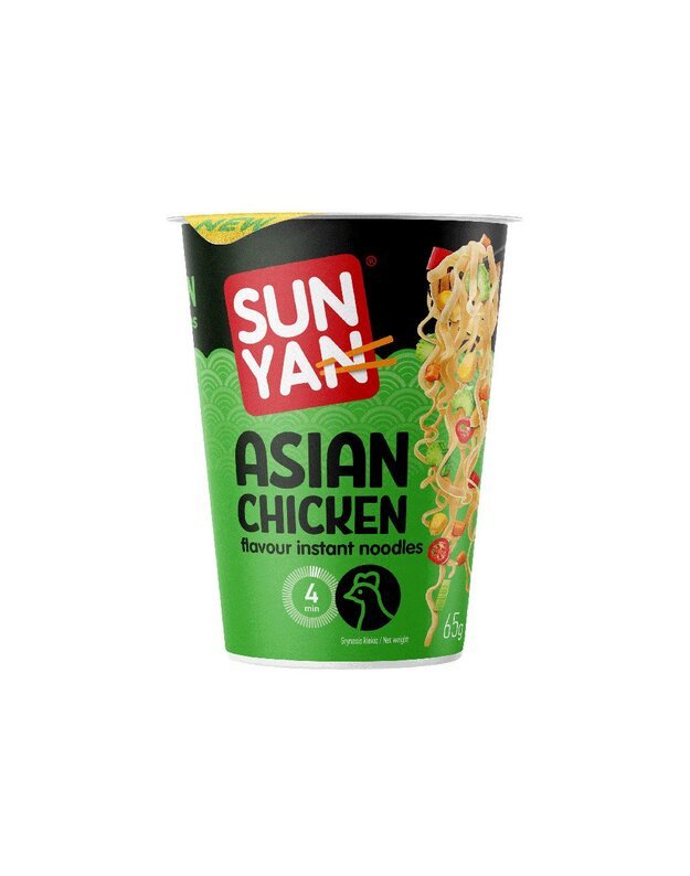 Greitai paruošiami makaronai SUN YAN azijietiškos vištienos skonio, 65g x 8 vnt.