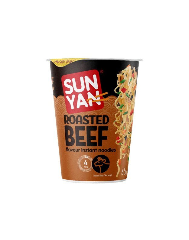 Greitai paruošiami makaronai SUN YAN kepintos jautienos skonio, 65g x 8 vnt.