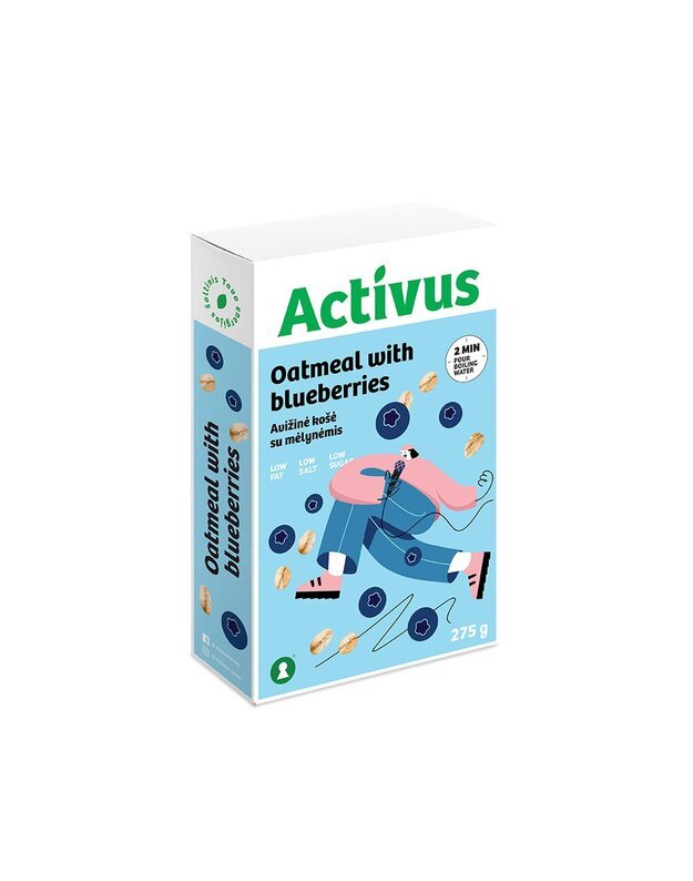 Avižinių dribsnių košė ACTIVUS su mėlynėmis, dėžutė, 275g x 10 vnt.