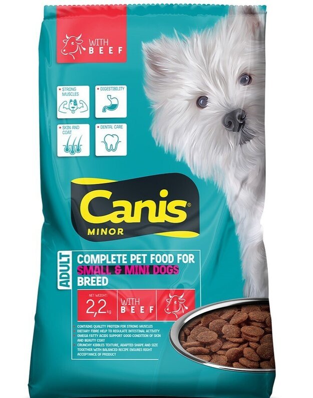 Canis Minor sausas pašaras mažų veislių šunims su jautiena, 2,2 kg