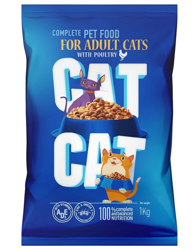 Cat Cat sausas pašaras katėms su paukštiena, 1 kg
